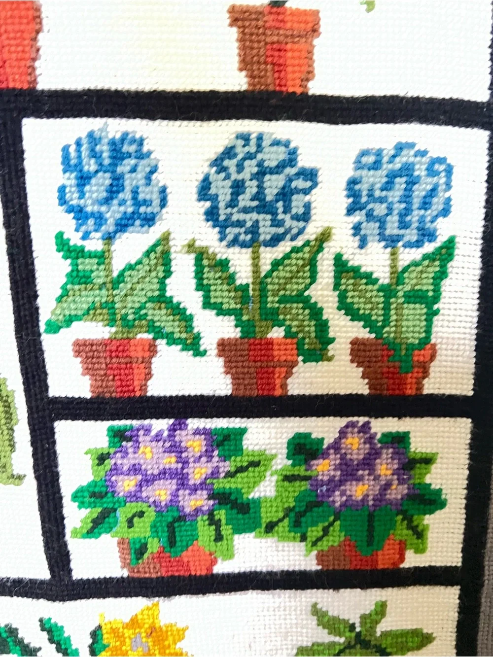 Handcrafted Floral Cross-Stitch Wall Hanging - Multicolor